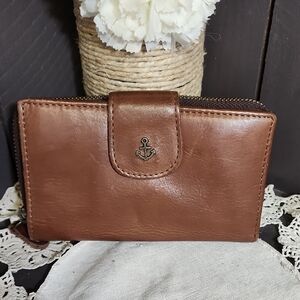 Harbour 2nd Brown Leather Wallet with Anchor Emblem